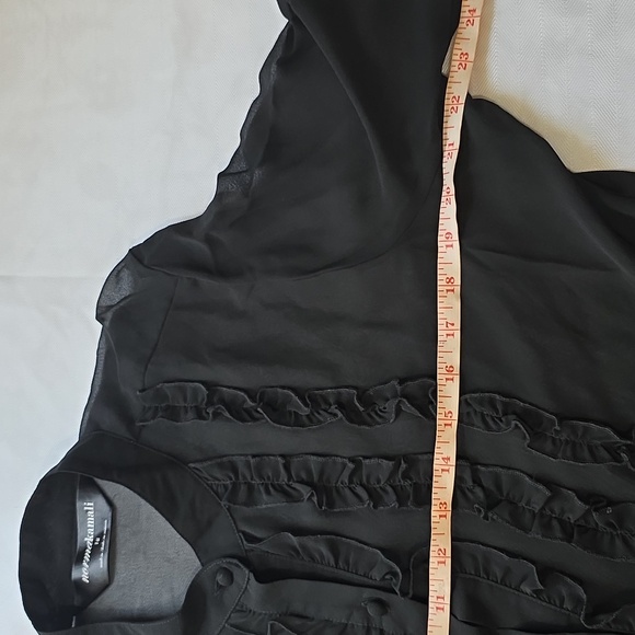 🌸Norma Kamali X Revolve Black‎ Sheer Blouse Large - Picture 5 of 9